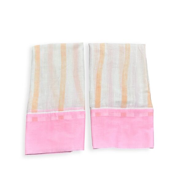 MCM 1970s Mod Cannon Monticello Malibu Stripe Pillowcases Standard Set of 2 - Picture 2 of 16